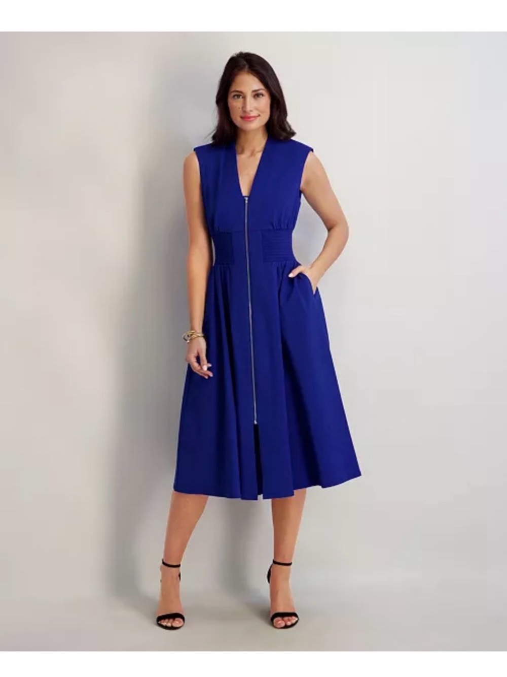 Anthropologie Sleeveless Midi Dress in Cobalt Blue size M